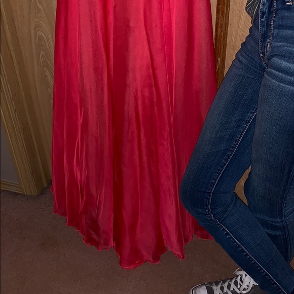 One shoulder open black sparkly coral prom dress - Picture 3 of 4